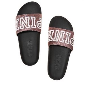 VS PINK Rose Gold Glitter Slide